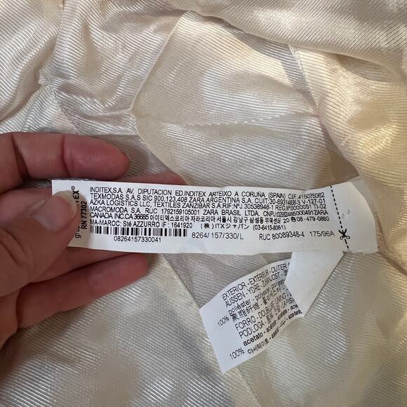 ZARA Women's Lapelles Tied Belt Jacket Printed Satin Blazer Size L - Picture 10 of 11